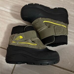 The North Face Kids Boots - Black and Olive with Yellow Accents